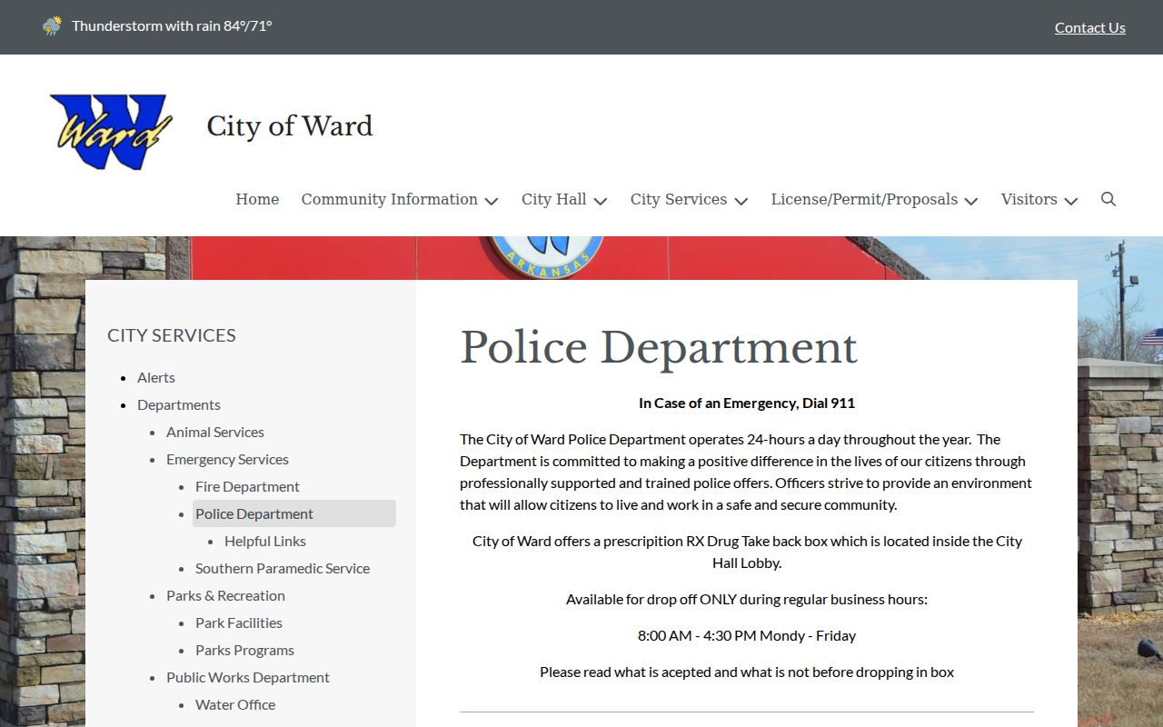 Ward criminal history police department records page