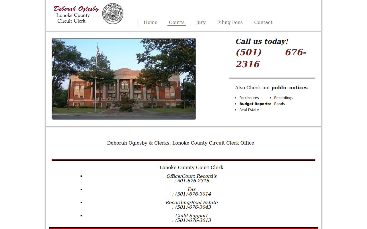Lonoke County Circuit Clerk criminal court description