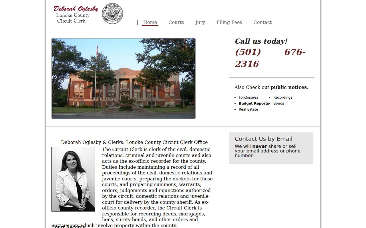 Lonoke County criminal history and Circuit Clerk public court records