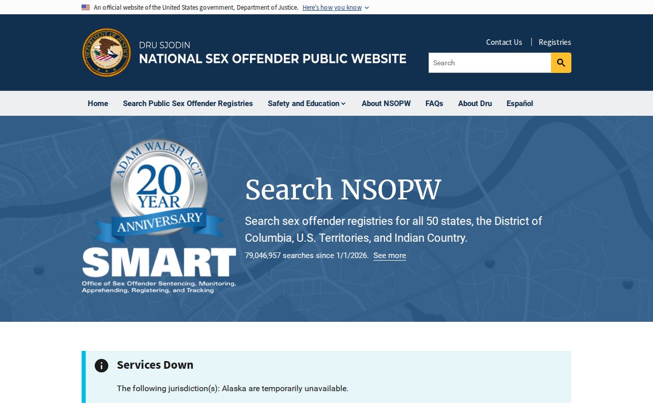 Dru Sjodin National Sex Offender Public Website search portal
